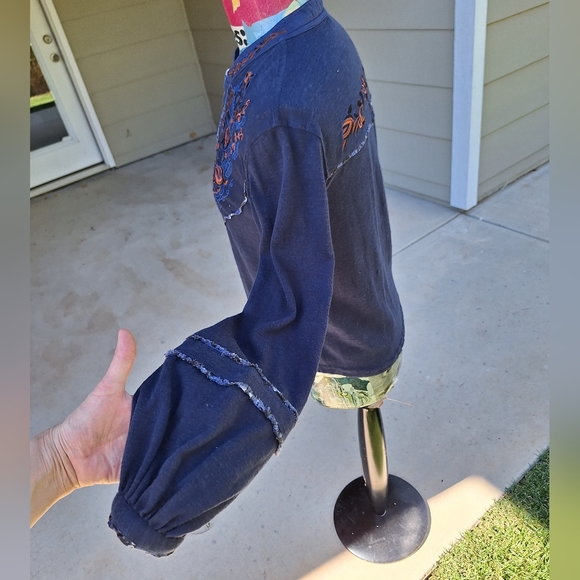 Free People Sundance Kid Western snap front Henley blue size Small - Picture 8 of 13